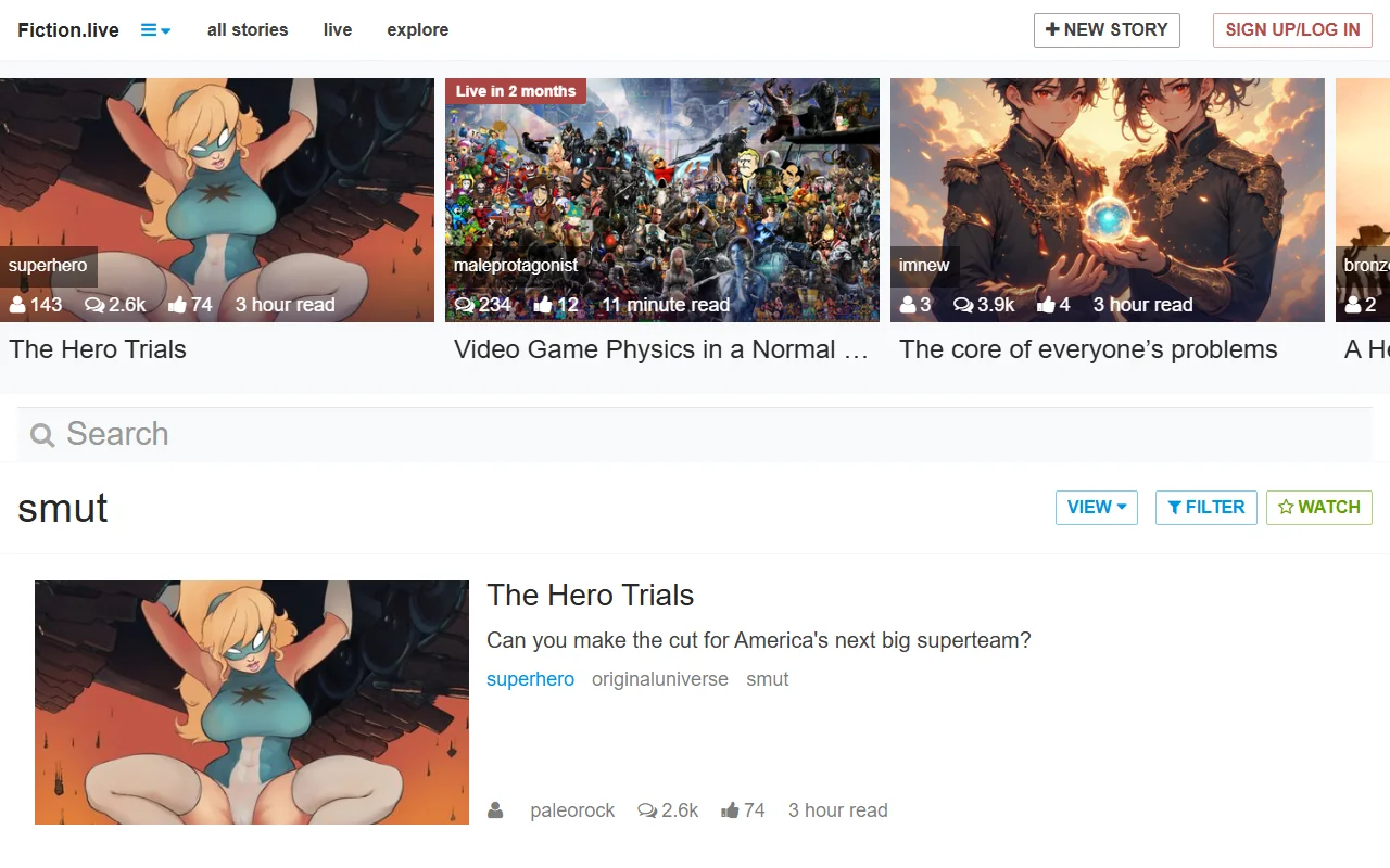 Screenshot of Fictionlive